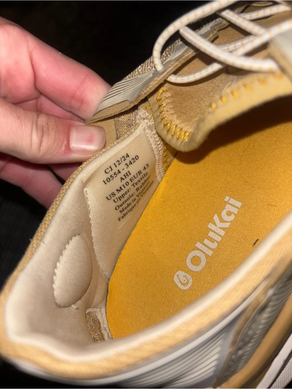 OluKai Men's Tan and Cream Lightweight Boat Shoe Sneaker
